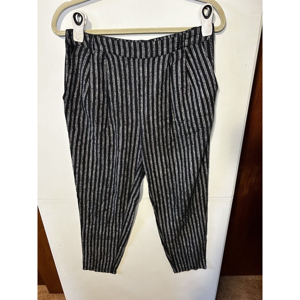 Glassons Striped Capri Pants Women’s Size 10 Linen Blend Pockets